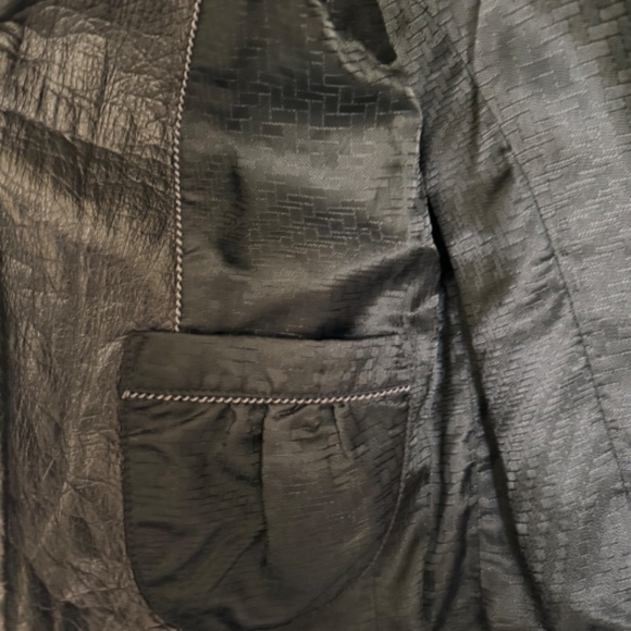 Cole Haan Lambskin Leather Jacket Black Moto Wool Removable Collar M Medium Zip - Picture 9 of 10